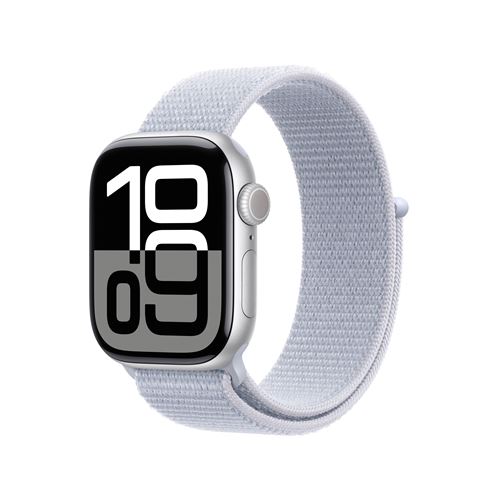 Apple Watch Series 10 GPS 42mm Boîtier en Aluminium Argent avec Boucle Sport Nuée bleue État correct reconditionné disponible sur Fnac