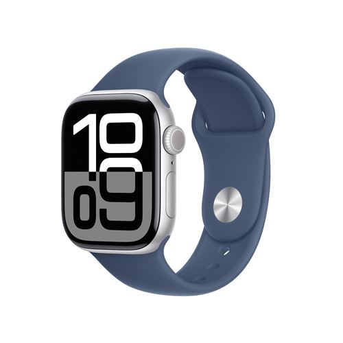 Apple Watch Series 10 GPS 42mm Boîtier en Aluminium Argent avec Bracelet Sport Denim M/L État correct reconditionné disponible sur Fnac
