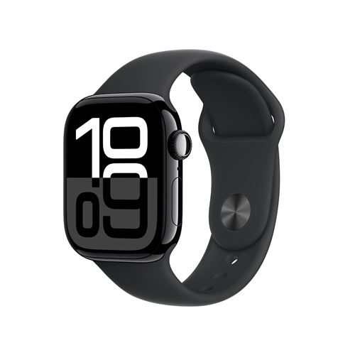 Apple Watch Series 10 GPS 42mm Boîtier en Aluminium Noir de Jais avec Bracelet Sport Noir M/L État correct Apple reconditionné disponible sur Fnac