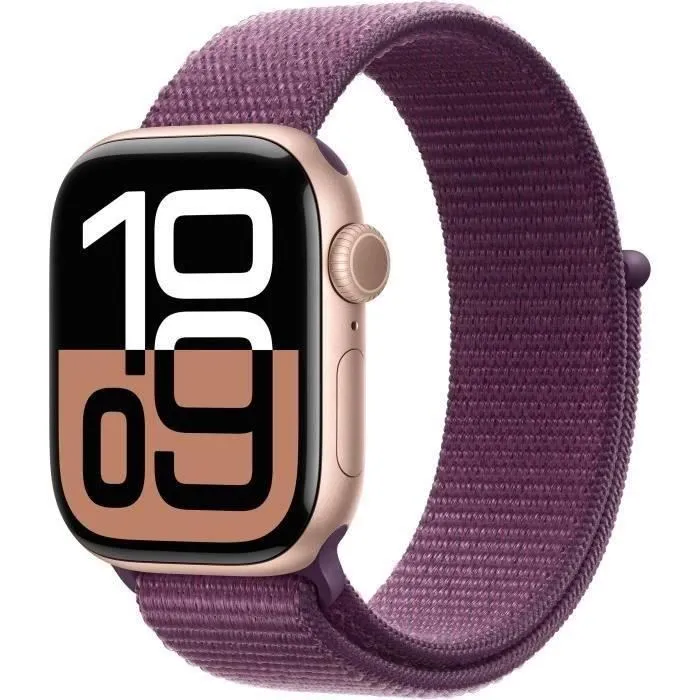 Apple Watch Series 10 GPS - 42mm - Boîtier Rose Gold Aluminium - Bracelet Plum Sport Loop (2024) - Reconditionné - Etat correct Reconditionné - 249,00 € Apple Watch Series 10 GPS - 42mm - Boîtier Rose Gold Aluminium - Bracelet Plum Sport Loop (2024) - Reconditionné - Etat correct Reconditionné Apple reconditionné disponible sur Cdiscount Seconde Vie