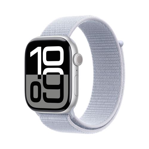 Apple Watch Series 10 GPS 46mm Boîtier en Aluminium Argent avec Boucle Sport Nuée bleue État correct Apple reconditionné disponible sur Fnac