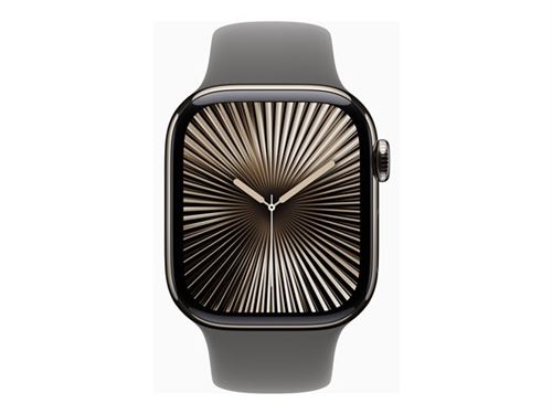 Apple Watch Series 10 (GPS + Cellular) - 42 mm - titanium naturel - montre intelligente avec bande sport - fluoroélastomère - gris acier - taille du bracelet : M/L - 64 Go - LTE, Wi-Fi 4, UWB, Bluetooth - 4G - 34.4 g État correct N/A reconditionné disponible sur Fnac