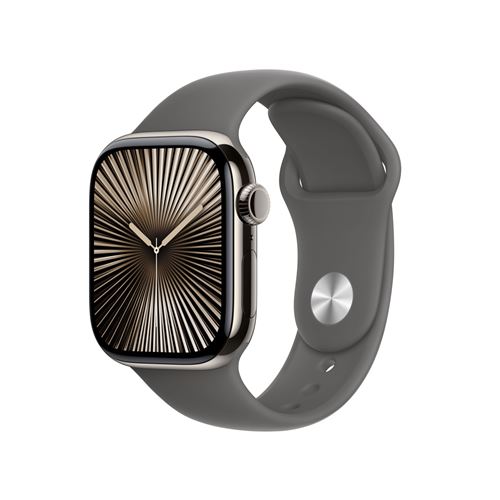 Apple Watch Series 10 (GPS + Cellular) - 42 mm - titanium naturel - montre intelligente avec bande sport - fluoroélastomère - gris acier - taille du bracelet : S/M - 64 Go - LTE, Wi-Fi 4, UWB, Bluetooth - 4G - 34.4 g État correct N/A reconditionné disponible sur Fnac