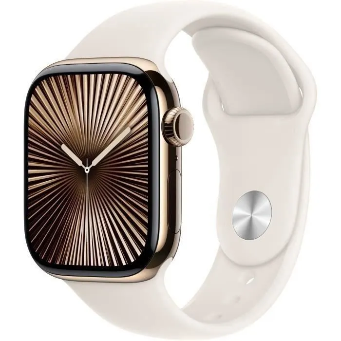 Apple Watch Series 10 GPS+Cellular 42mm Gold Titanium - Bracelet Starlight Sport M/L (2024) - Reconditionné - Etat correct Reconditionné - 492,00 € Apple Watch Series 10 GPS+Cellular 42mm Gold Titanium - Bracelet Starlight Sport M/L (2024) - Reconditionné - Etat correct Reconditionné Apple reconditionné disponible sur Cdiscount Seconde Vie