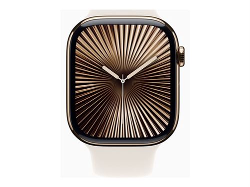 Apple Watch Series 10 (GPS + Cellular) - 46 mm - titane doré - montre intelligente avec bande sport - fluoroélastomère - droit - taille du bracelet : M/L - 64 Go - LTE, Wi-Fi 4, UWB, Bluetooth - 4G - 41.7 g État correct N/A reconditionné disponible sur Fnac