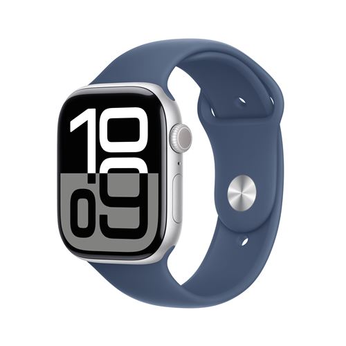 Apple Watch Series 10 GPS + Cellular 46mm Boîtier en Aluminium Argent avec Bracelet Sport Denim M/L État correct Apple reconditionné disponible sur Fnac