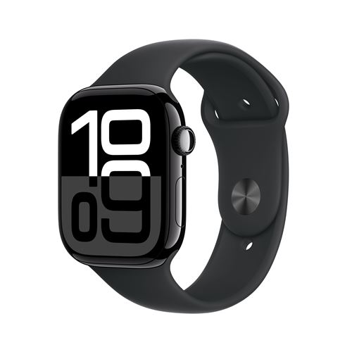 Apple Watch Series 10 GPS + Cellular 46mm Boîtier en Aluminium Noir de Jais avec Bracelet Sport Noir M/L État correct Apple reconditionné disponible sur Fnac
