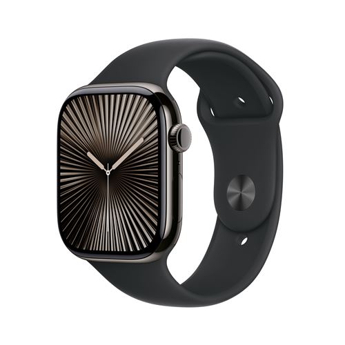 Apple Watch Series 10 GPS + Cellular 46mm Boîtier en Titane Ardoise avec Bracelet Sport Noir S/M État correct Apple reconditionné disponible sur Fnac