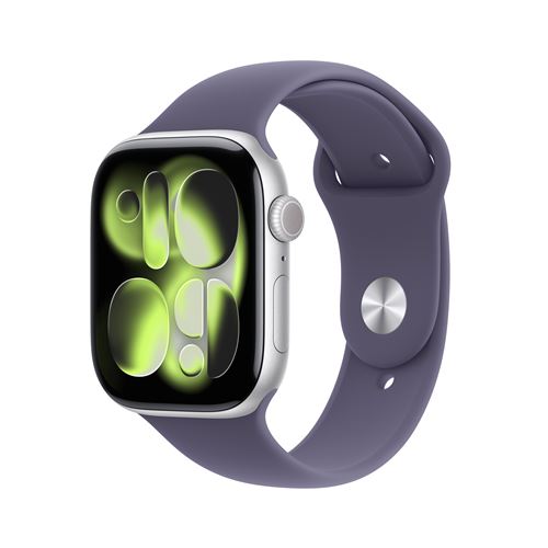 Apple Watch Series 11 GPS 46mm Boitier en Aluminium Argent avec Bracelet Sport Brume Violette - M/L État correct Apple reconditionné disponible sur Fnac