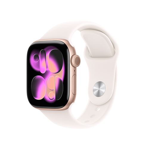 Apple Watch Series 11 GPS + Cellular 42mm Boitier en Aluminium Or Rose avec Bracelet Sport Rose Tendre M/L État correct Apple reconditionné disponible sur Fnac