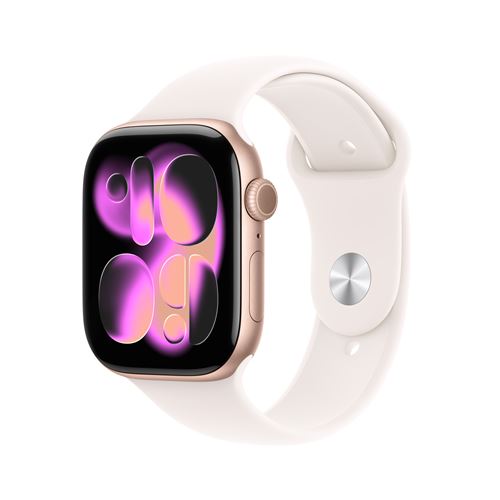 Apple Watch Series 11 GPS + Cellular 46mm Boitier en Aluminium Or Rose avec Bracelet Sport Rose Tendre M/L État correct Apple reconditionné disponible sur Fnac