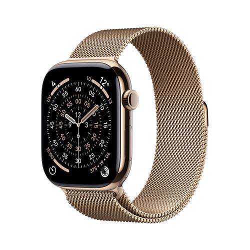 Apple Watch Series 11 GPS + Cellular 46mm Boitier en Titane Or avec Boucle Milanaise Or M/L État correct Apple reconditionné disponible sur Fnac