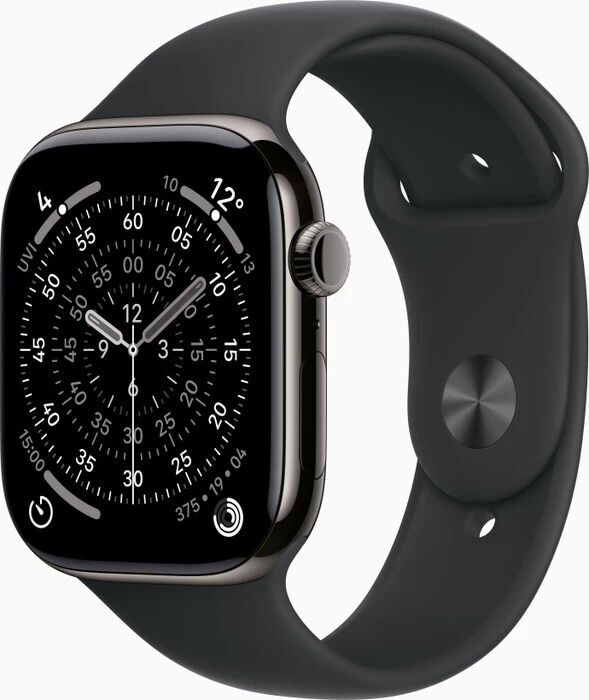 Apple Watch Series 11 Titane 46 mm (2025) GPS + Cellular Ardoise Bracelet Sport M/L noir Parfait état Apple reconditionné disponible sur Refurbed