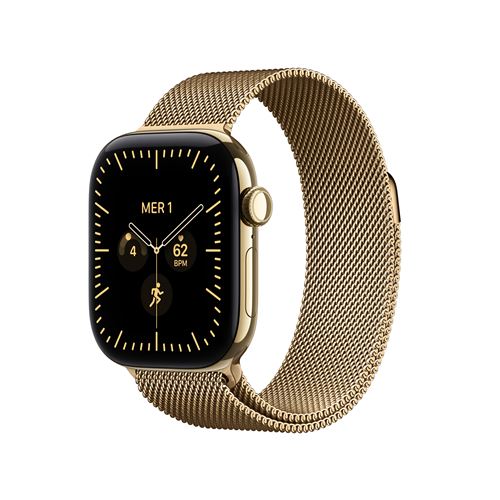 Apple Watch Series 12 GPS + Cellular 42 mm Boîtier en titane Or radieux avec Boucle milanaise Or radieux État correct Apple reconditionné disponible sur Fnac