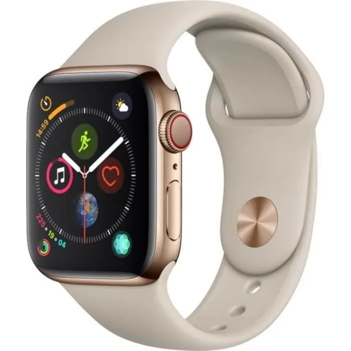 Apple Watch Series 4 GPS + Cellular - 40mm - Boîtier acier or - Bracelet gris sable (2018) - Reconditionné - Excellent état Reconditionné - 179,00 € Apple Watch Series 4 GPS + Cellular - 40mm - Boîtier acier or - Bracelet gris sable (2018) - Reconditionné - Excellent état Reconditionné Apple reconditionné disponible sur Cdiscount Seconde Vie | Dero