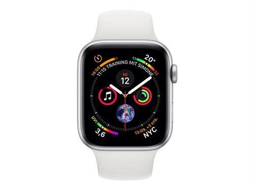 Apple Watch Series 4 (GPS + Cellular) - 44 mm - aluminium argenté - montre intelligente avec bande sport - fluoroélastomère - blanc - taille du poignet : 140-210 mm - 16 Go - Wi-Fi, Bluetooth - 4G - 36.7 g État correct N/A reconditionné disponible sur Fnac