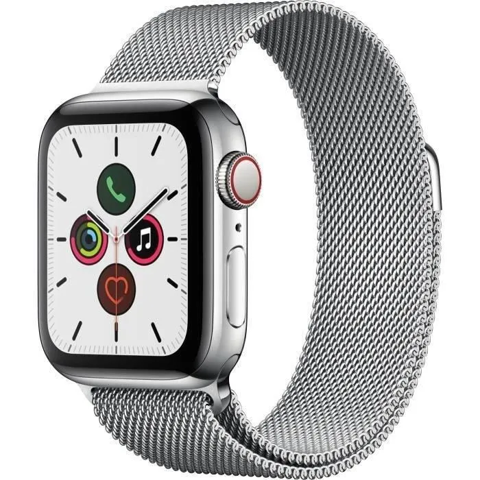 Apple Watch Series 5 Cellular 40 mm Boîtier acier - Bracelet Milanais - S/M (2019) - Reconditionné - Très bon état Reconditionné - 159,50 € Apple Watch Series 5 Cellular 40 mm Boîtier acier - Bracelet Milanais - S/M (2019) - Reconditionné - Très bon état Reconditionné Apple reconditionné disponible sur Cdiscount Seconde Vie