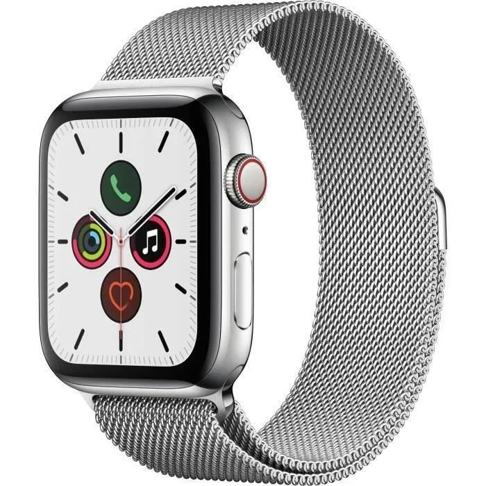 Apple Watch Series 5 Cellular 44 mm Boîtier acier - Bracelet Milanais - M/L (2019) - Reconditionné - Très bon état Reconditionné - 159,50 € Apple Watch Series 5 Cellular 44 mm Boîtier acier - Bracelet Milanais - M/L (2019) - Reconditionné - Très bon état Reconditionné Apple reconditionné disponible sur Cdiscount Seconde Vie