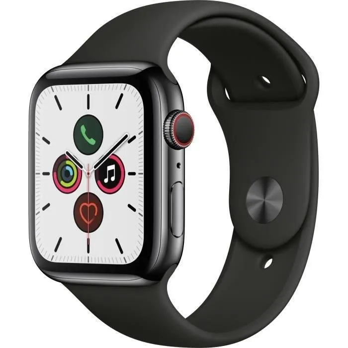 Apple Watch Series 5 Cellular 44 mm Boîtier acier Gris Sidéral - Bracelet Noir-M/L (2019) - Reconditionné - Excellent état Reconditionné - 148,98 € Apple Watch Series 5 Cellular 44 mm Boîtier acier Gris Sidéral - Bracelet Noir-M/L (2019) - Reconditionné - Excellent état Reconditionné Apple reconditionné disponible sur Cdiscount Seconde Vie