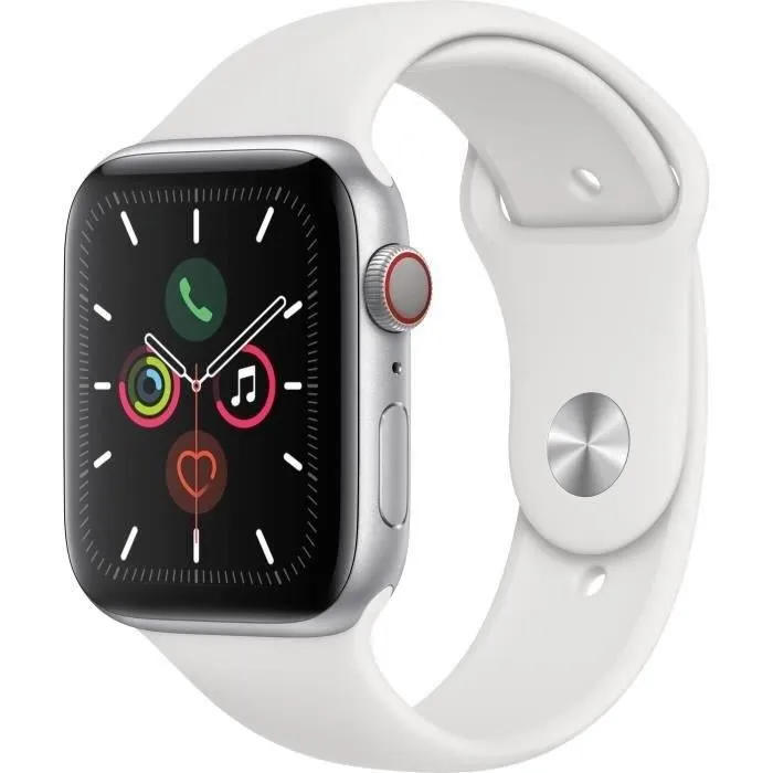 Apple Watch Series 5 Cellular 44 mm Boîtier aluminium Argent - Bracelet Blanc - M/L (2019) - Reconditionné - Etat correct Reconditionné - 114,98 € Apple Watch Series 5 Cellular 44 mm Boîtier aluminium Argent - Bracelet Blanc - M/L (2019) - Reconditionné - Etat correct Reconditionné Apple reconditionné disponible sur Cdiscount Seconde Vie