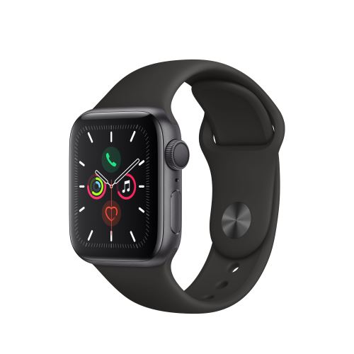 Apple Watch Series 5 (GPS) - 40 mm - espace gris en aluminium - montre intelligente avec bande sport - fluoroélastomère - noir - taille du bracelet : S/M/L - 32 Go - Wi-Fi, Bluetooth - 30.8 g État correct Apple reconditionné disponible sur Fnac