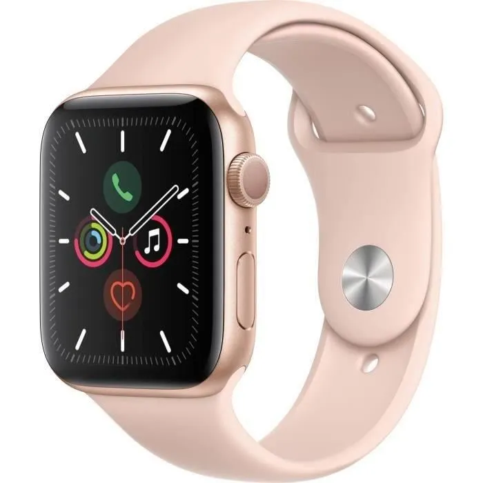 Apple Watch Series 5 GPS 44 mm Boîtier aluminium Or - Bracelet Rose - M/L (2019) - Reconditionné - Excellent état Reconditionné - 109,00 € Apple Watch Series 5 GPS 44 mm Boîtier aluminium Or - Bracelet Rose - M/L (2019) - Reconditionné - Excellent état Reconditionné Apple reconditionné disponible sur Cdiscount Seconde Vie