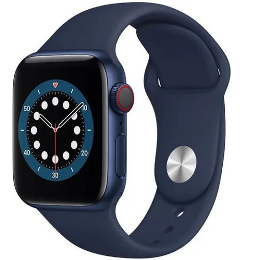 Apple Watch Series 6 (GPS + Cellular) - 40 mm - aluminium bleu - Montre connectée avec bracelet sport - fluoroélastomère - marine profond - taille du bracelet : S/M/L - 32 Go - Wi-Fi, Bluetooth - 4G - 30.5 g Bon état reconditionné disponible sur Rakuten