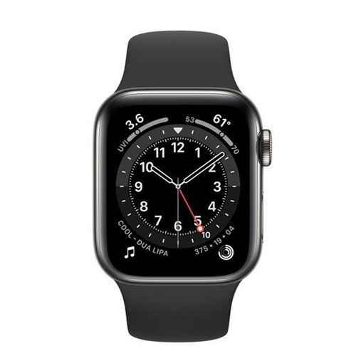 Apple Watch Series 6 GPS + Cellular 40 mm boîtier en Acier Inoxydable Graphite avec bracelet Sport Noir Reconditionné État correct reconditionné disponible sur Fnac
