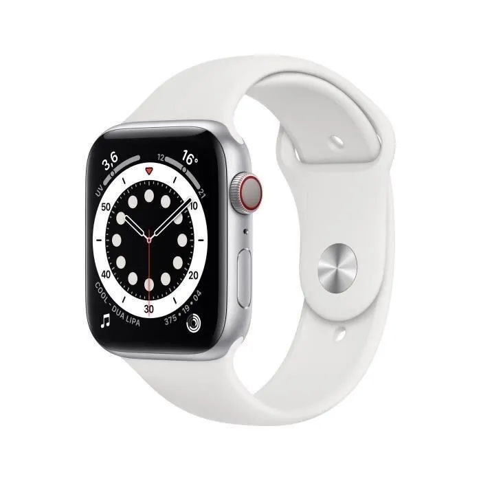 Apple Watch Series 6 GPS + Cellular - 44mm Boîtier aluminium Argent - Bracelet Blanc (2020) - Reconditionné - Excellent état Reconditionné - 169,00 € Apple Watch Series 6 GPS + Cellular - 44mm Boîtier aluminium Argent - Bracelet Blanc (2020) - Reconditionné - Excellent état Reconditionné Apple reconditionné disponible sur Cdiscount Seconde Vie