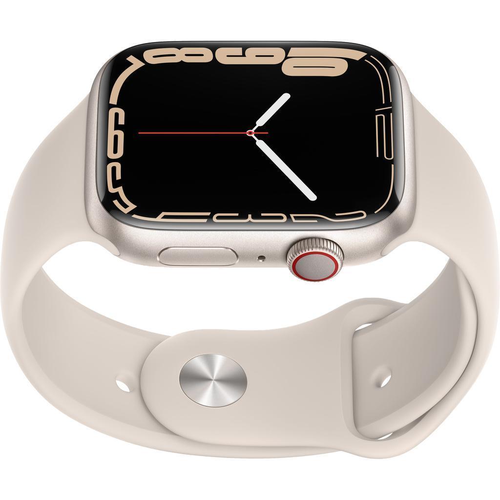Voir photo 3 de Apple Watch Series 7 (2021) GPS + Cellular 45 mm - Aluminium Lumière stellaire - Bracelet sport Lumière stellaire | Dero Apple Watch Series 7 (2021) GPS + Cellular 45 mm - Aluminium Lumière stellaire - Bracelet sport Lumière stellaire Reconditionné Apple reconditionné photo 3 | Dero