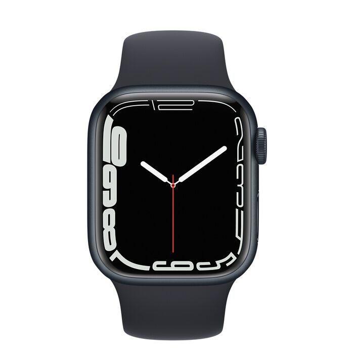 Apple Watch Series 7 Aluminium 41 mm (2021) GPS Minuit Bracelet Sport Minuit Parfait état Apple reconditionné disponible sur Refurbed | Dero