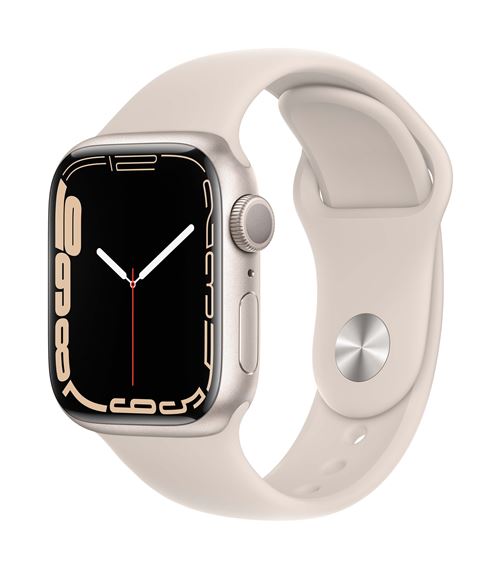 Apple Watch Series 7 GPS, boîtier Aluminium Lumière Stellaire 41mm avec Bracelet Sport Lumière Stellaire État correct Apple reconditionné disponible sur Fnac