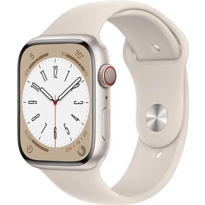Apple Watch (Series 8) 2022 GPS 45 mm - Aluminium Lumière stellaire - Bracelet sport Blanc - Reconditionné - Excellent état Reconditionné - 193,00 € Apple Watch (Series 8) 2022 GPS 45 mm - Aluminium Lumière stellaire - Bracelet sport Blanc - Reconditionné - Excellent état Reconditionné Apple reconditionné disponible sur Cdiscount Seconde Vie
