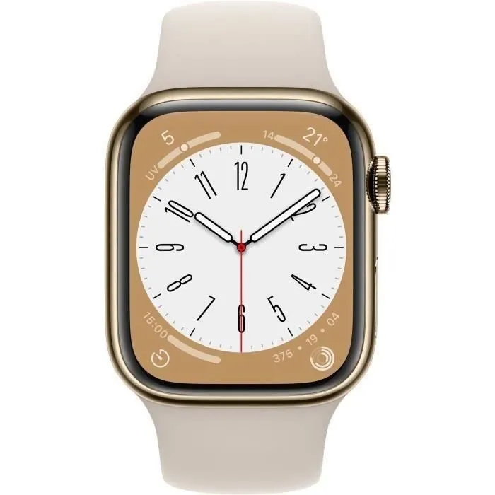 Apple Watch Series 8 GPS + Cellular - 41mm - Boîtier Gold Stainless Steel - Bracelet Starlight - Reconditionné - Etat correct Reconditionné - 305,00 € Apple Watch Series 8 GPS + Cellular - 41mm - Boîtier Gold Stainless Steel - Bracelet Starlight - Reconditionné - Etat correct Reconditionné Apple reconditionné disponible sur Cdiscount Seconde Vie