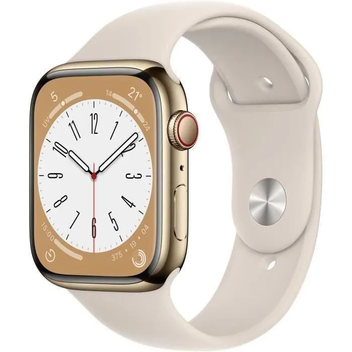 Apple Watch Series 8 GPS + Cellular - 45mm - Boîtier Gold Stainless Steel - Bracelet Starligh (2022) - Reconditionné - Très bon Reconditionné - 210,00 € Apple Watch Series 8 GPS + Cellular - 45mm - Boîtier Gold Stainless Steel - Bracelet Starligh (2022) - Reconditionné - Très bon Reconditionné Apple reconditionné disponible sur Cdiscount Seconde Vie