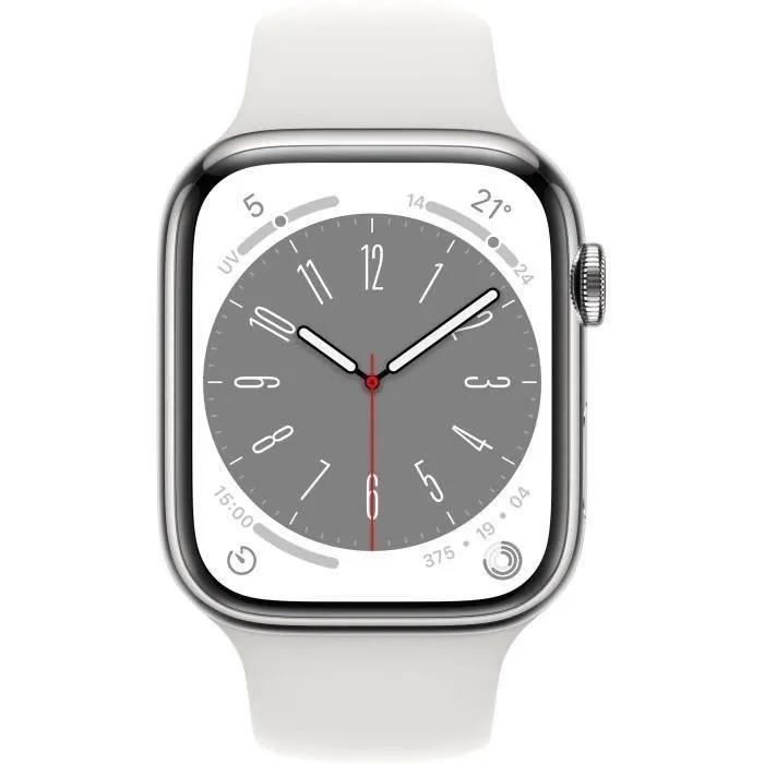 Apple Watch Series 8 GPS + Cellular - 45mm - Boîtier Silver Stainless Steel - Bracelet White Sport - Reconditionné - Excellent état Reconditionné - 198,00 € Apple Watch Series 8 GPS + Cellular - 45mm - Boîtier Silver Stainless Steel - Bracelet White Sport - Reconditionné - Excellent état Reconditionné Apple reconditionné disponible sur Cdiscount Seconde Vie
