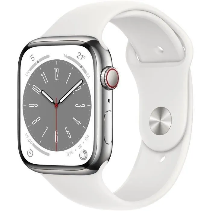 Apple Watch Series 8 GPS + Cellular - 45mm - Boîtier Silver Stainless Steel - Bracelet White (2022) - Reconditionné - Excellent Reconditionné - 198,00 € Apple Watch Series 8 GPS + Cellular - 45mm - Boîtier Silver Stainless Steel - Bracelet White (2022) - Reconditionné - Excellent Reconditionné Apple reconditionné disponible sur Cdiscount Seconde Vie