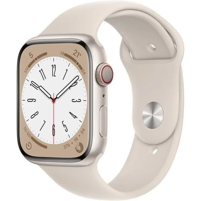 Apple Watch Series 8 GPS + Cellular - 45mm - Boîtier Starlight Aluminium - Bracelet Starlight (2022) - Reconditionné - Très bon Reconditionné - 210,00 € Apple Watch Series 8 GPS + Cellular - 45mm - Boîtier Starlight Aluminium - Bracelet Starlight (2022) - Reconditionné - Très bon Reconditionné Apple reconditionné disponible sur Cdiscount Seconde Vie