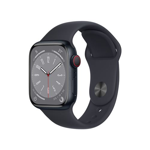 Apple Watch Series 8 GPS + Cellular, boîtier Aluminium Minuit 41mm avec Bracelet Sport Minuit État correct Apple reconditionné disponible sur Fnac