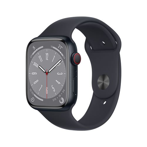 Apple Watch Series 8 GPS + Cellular, boîtier Aluminium Minuit 45mm avec Bracelet Sport Minuit État correct Apple reconditionné disponible sur Fnac