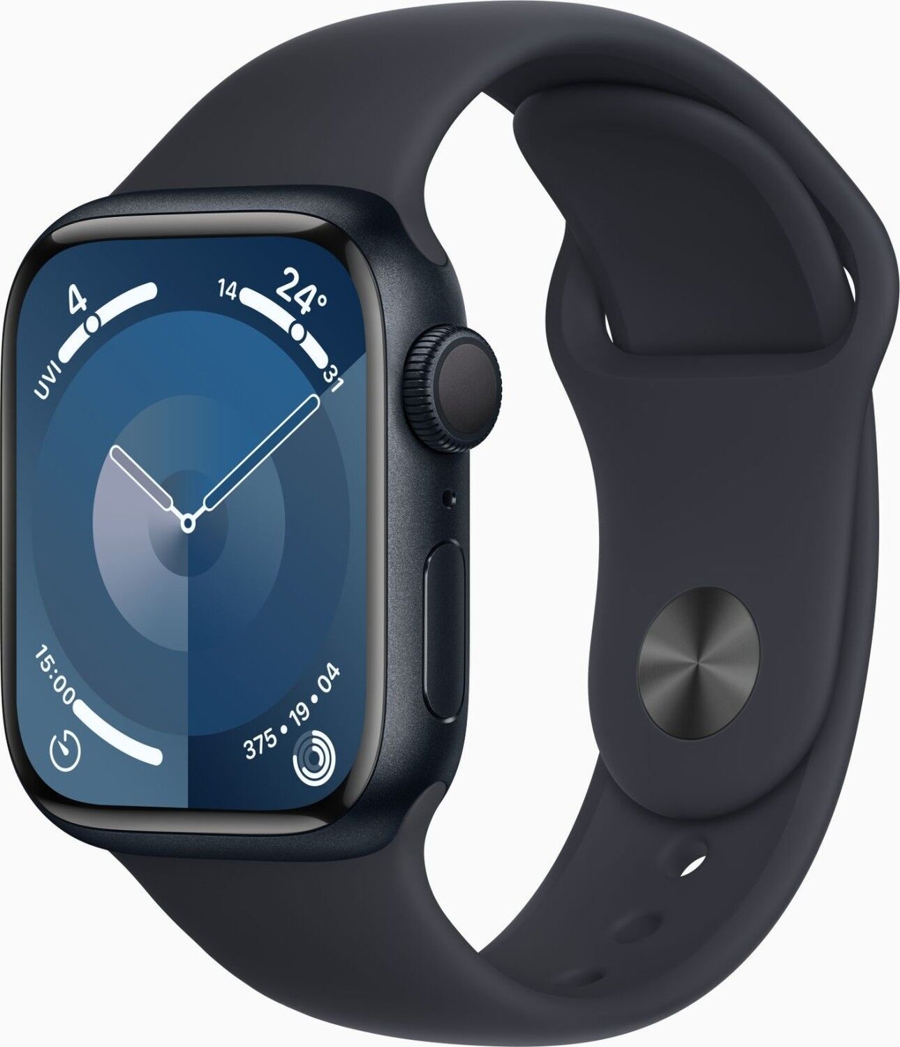 Apple Watch Series 9 aluminium 41 mm (2023) GPS Minuit Bracelet Sport Minuit M/L Bon état Apple reconditionné disponible sur Refurbed | Dero