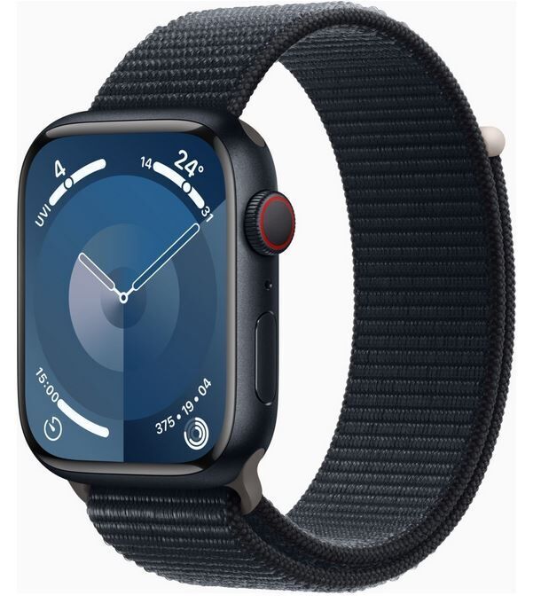 Apple Watch Series 9 Aluminium 45 mm (2023) GPS Minuit Boucle Sport Minuit Bon état Apple reconditionné disponible sur Refurbed | Dero