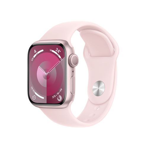 Apple Watch Series 9 GPS Boîtier en Aluminium Rose de 41 mm avec Bracelet Sport Rose Pâle S/M État correct Apple reconditionné disponible sur Fnac