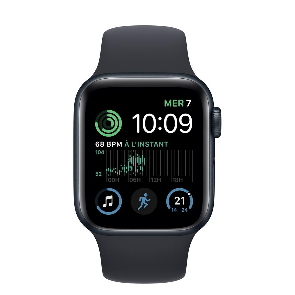 Voir photo 2 de Apple Watch Series SE 2 (2022) GPS 40 mm - Aluminium Minuit - Bracelet sport Noir | Dero Apple Watch Series SE 2 (2022) GPS 40 mm - Aluminium Minuit - Bracelet sport Noir Reconditionné Apple reconditionné photo 2 | Dero