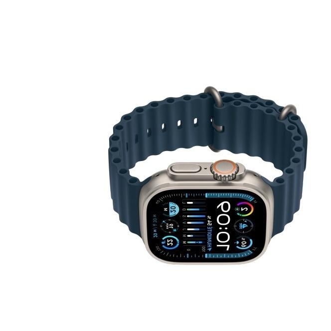 Apple Watch Ultra 2 (2023) GPS + Cellular 49 mm - Titane Titane naturel - Bracelet Océan Bleu Reconditionné Apple reconditionné photo 3 | Dero