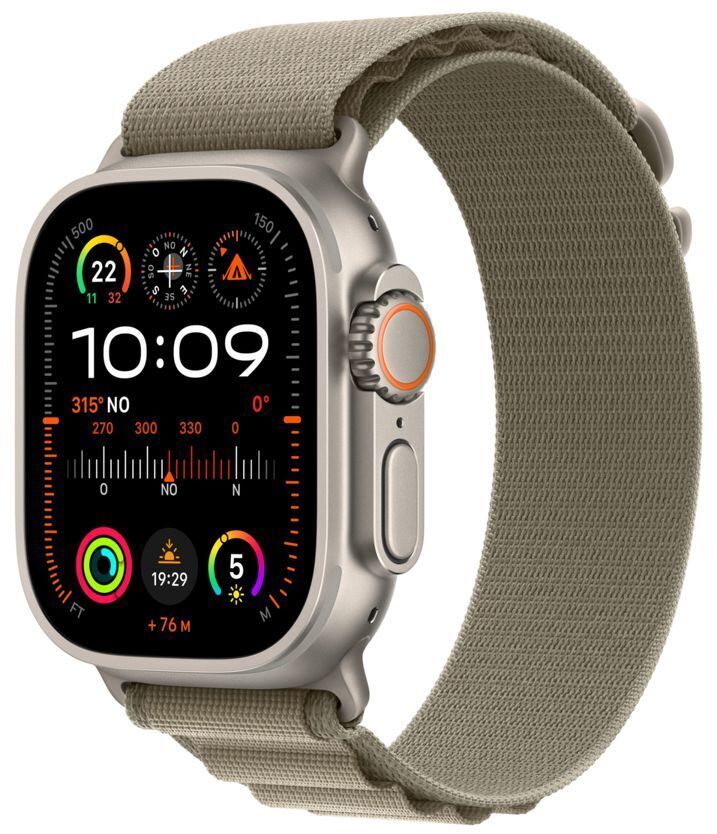 Apple Watch Ultra 2 (2023) GPS + Cellular argent Boucle Alpine olive moyenne Parfait état Apple reconditionné disponible sur Refurbed | Dero