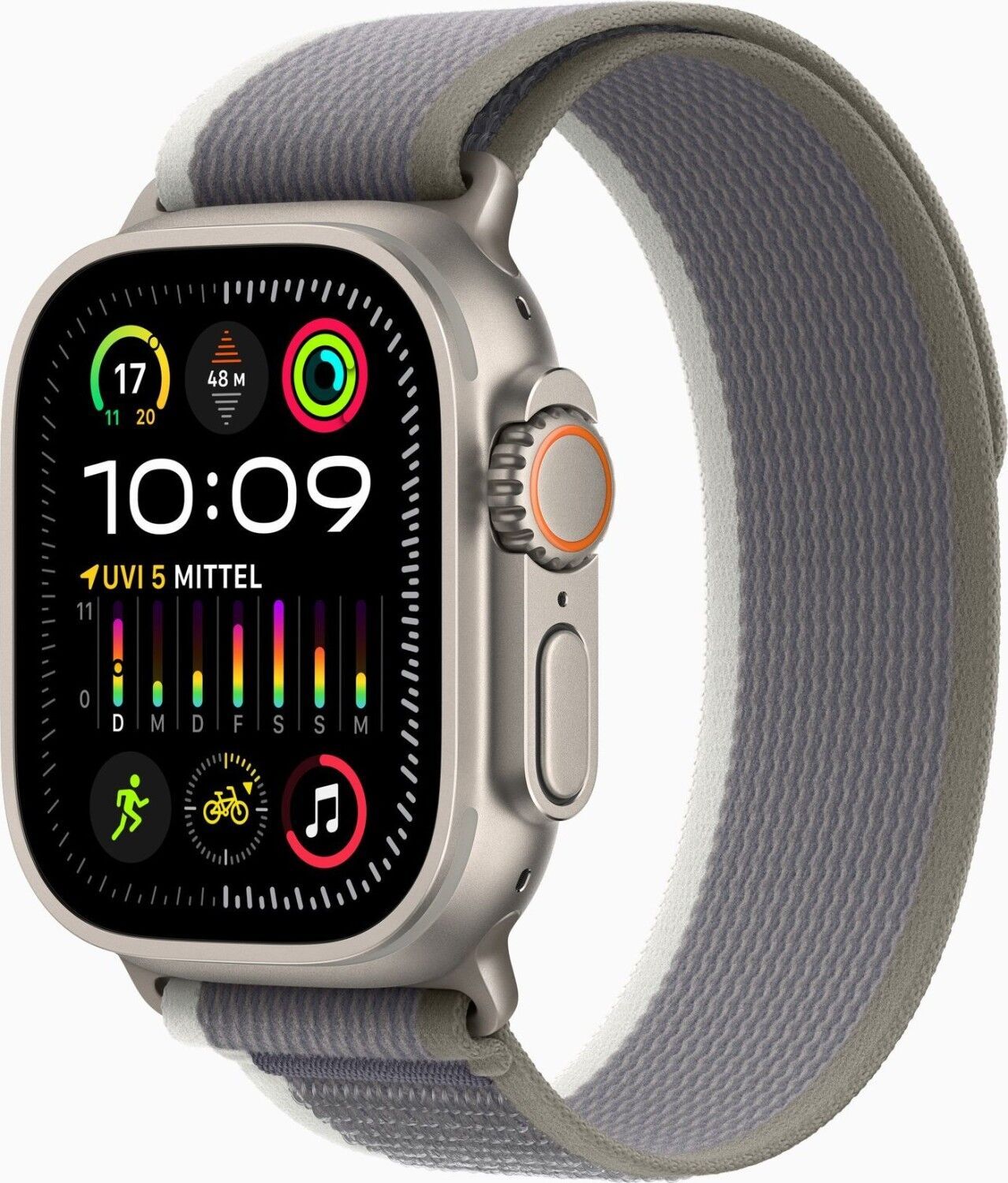 Apple Watch Ultra 2 (2023) GPS + Cellular argent Boucle Trail vert/gris M/L Parfait état Apple reconditionné disponible sur Refurbed | Dero