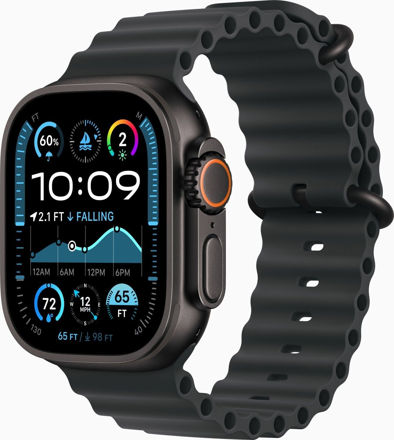 Apple Watch Ultra 2 (2024) GPS + Cellular noir bracelet Ocean noir Parfait état Apple reconditionné disponible sur Refurbed | Dero