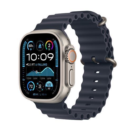 Apple Watch Ultra 2 GPS + Cellular 49 mm Boîtier en Titane Naturel avec Bracelet Ocean Marine version 2024 État correct Apple reconditionné disponible sur Fnac | Dero