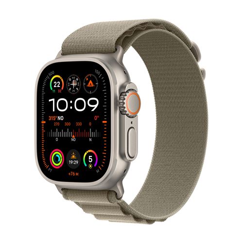 Apple Watch Ultra 2 GPS + Cellular Boîtier en Titane de 49 mm avec Boucle Alpine Olive Moyen État correct Apple reconditionné disponible sur Fnac